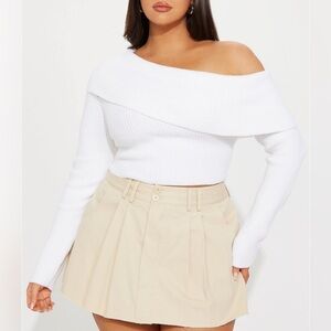 City Chic Off Shoulder Sweater - Ivory - L